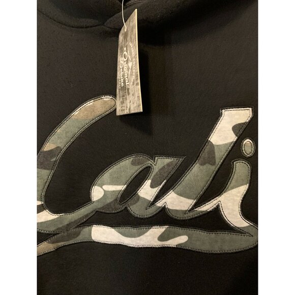 New Original Deluxe Hoodie Sweatshirt Men’s‎ Sz L Black Camo Cali Fleece NWT - Picture 1 of 7